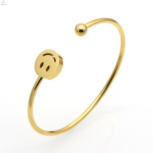 Moon Star Four Leaf Clover Sonrisa risa brazalete brazalete de acero inoxidable